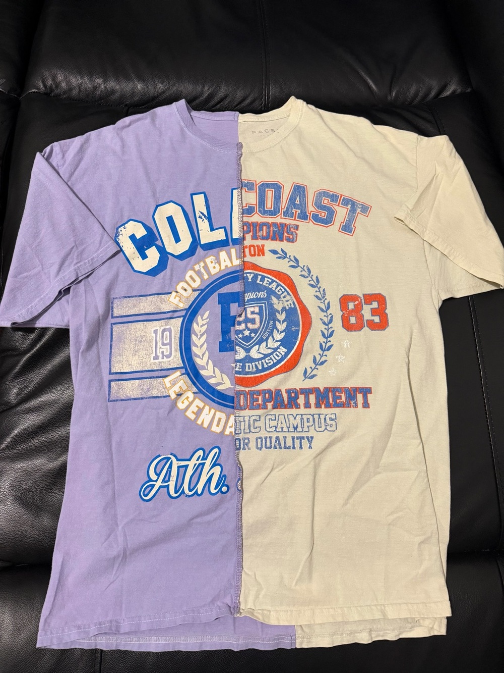 PacSun Split-Color Graphic Tee - Purple & Cream
